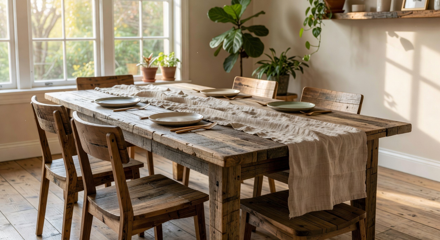Mesa de comedor de madera reciclada Eco Hogar Vivo